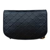 Chanel Vintage CC Black Satin Half-Moon Flap Bag 1991