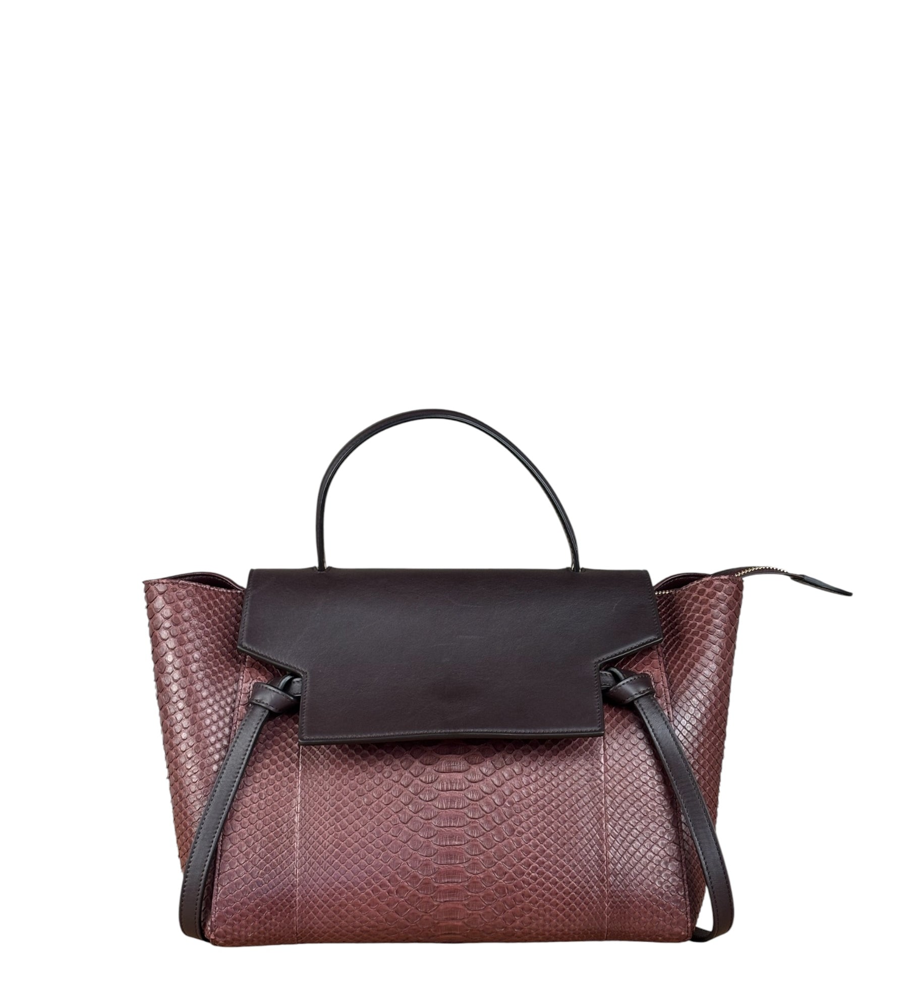 Celine Maroon Python Embossed Trapeze Bag