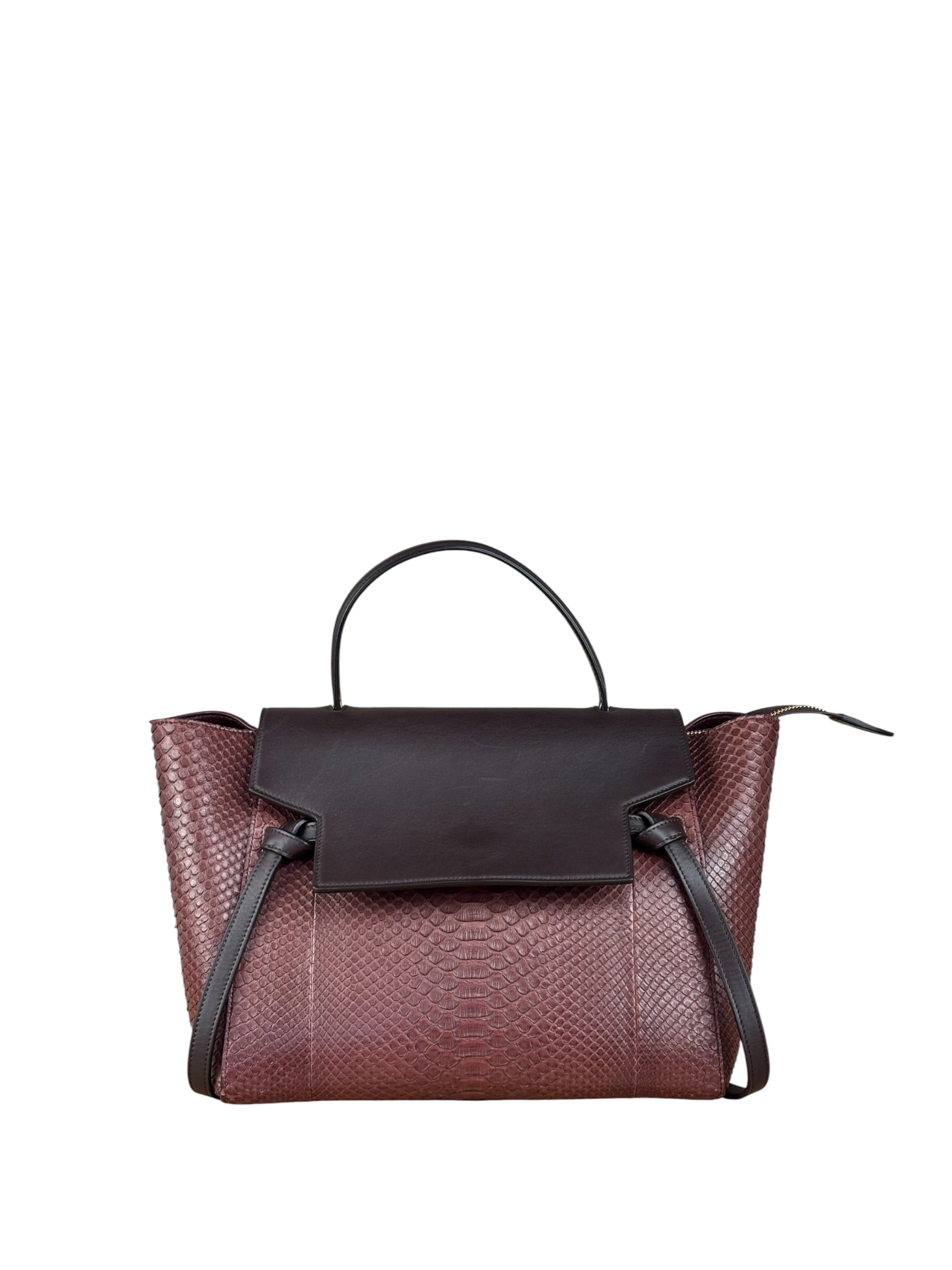 Celine Maroon Python Embossed Trapeze Bag