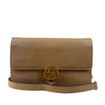 Gucci Light Caramel Pebbled Leather Wallet On Chain