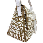 Fendi Vintage Beige Canvas Rubber FF Print Mamma Baguette
