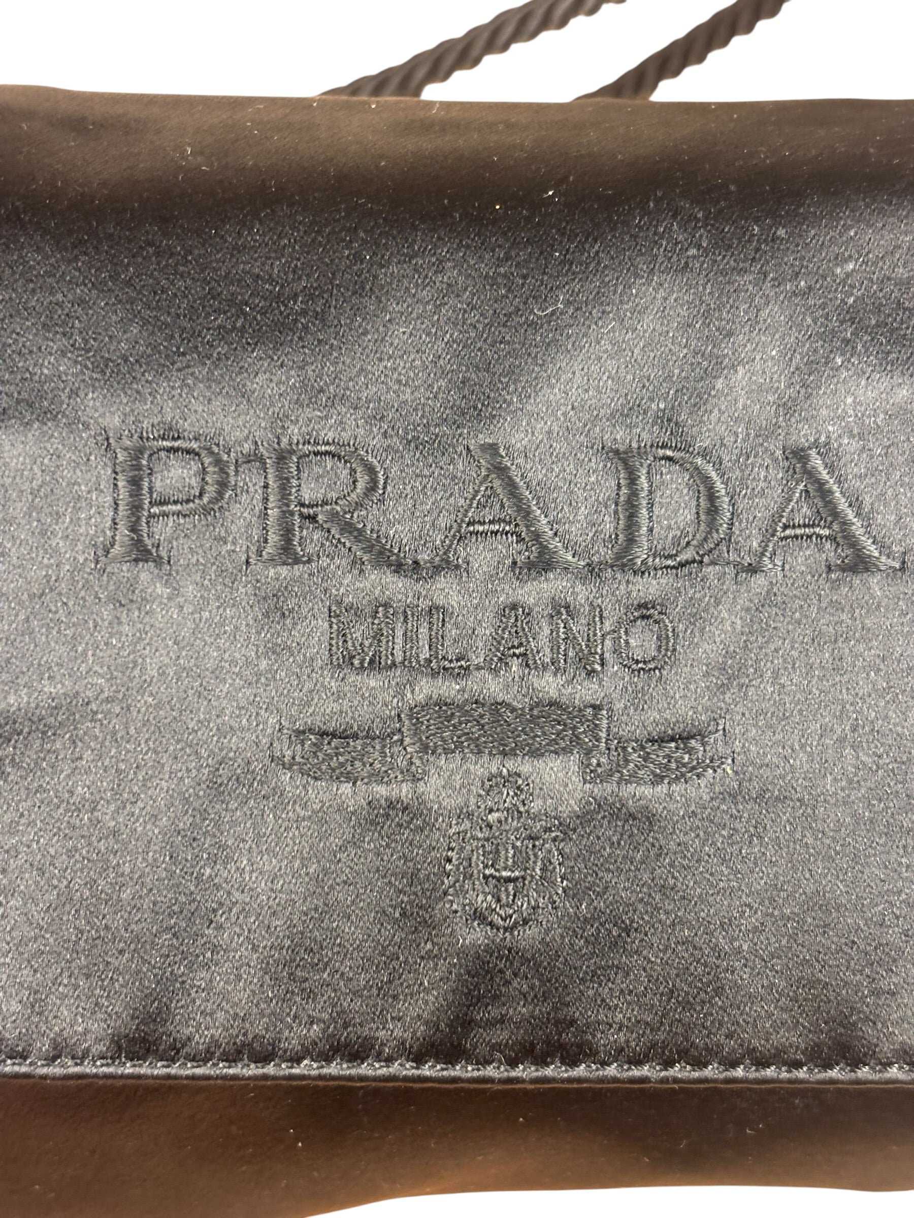 Prada Vintage Black Satin Mini Shoulder Bag
