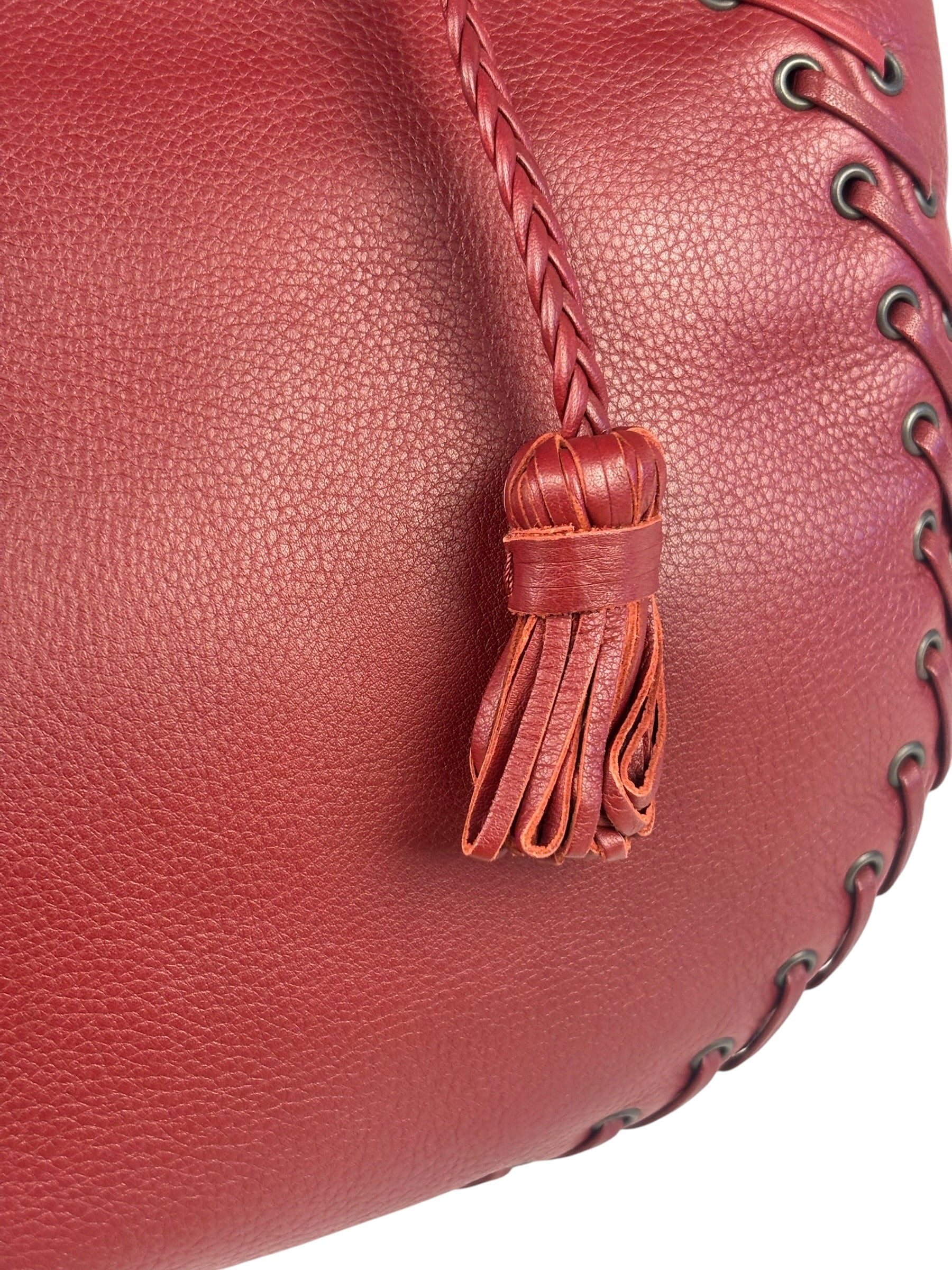 Christian Dior Red Leather Ethnic Hobo Bag