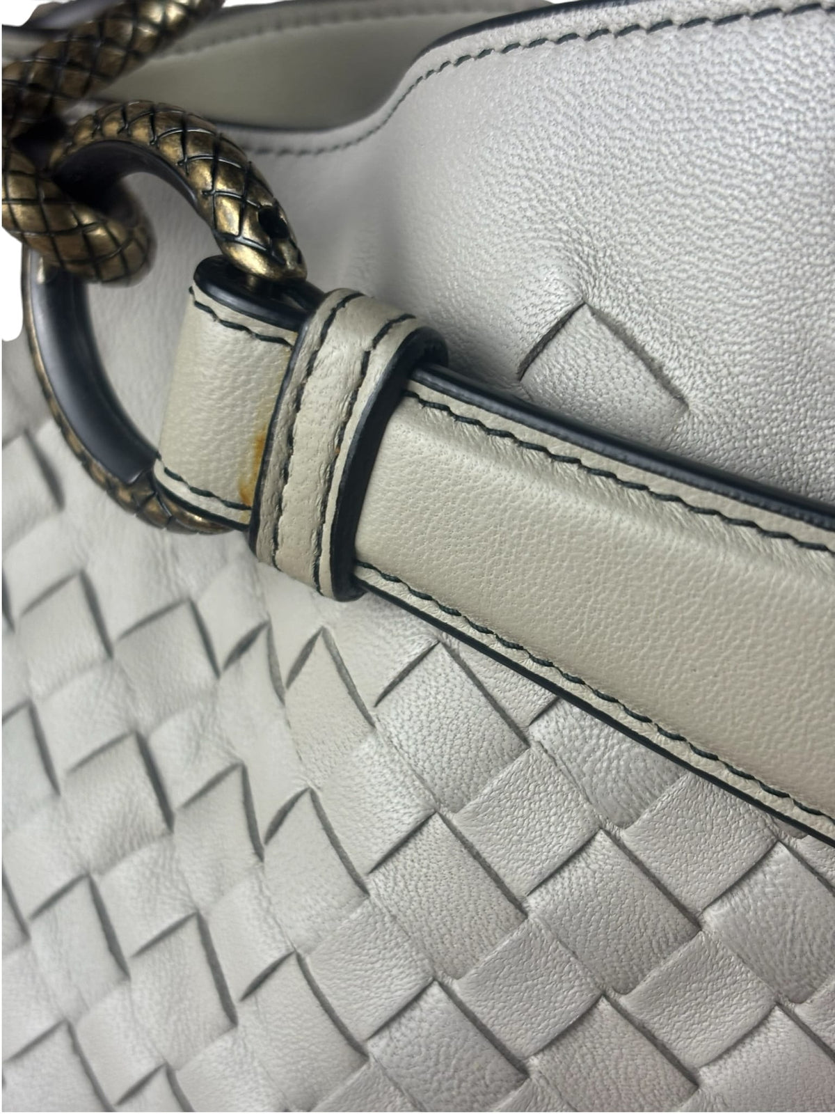 Bottega Veneta Grey Intrecciato Brio Loop Fringe Shoulder Bag