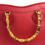 Gucci Red Leather Diana Bamboo Handle Tote