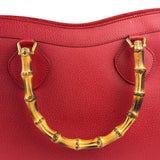 Gucci Red Leather Diana Bamboo Handle Tote