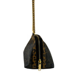Celine Leopard Print-Trimmed Triomphe Chain Bag