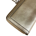 Gucci Bronze Metallic Leather Bamboo Long Zippy Wallet
