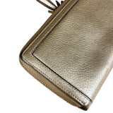 Gucci Bronze Metallic Leather Bamboo Long Zippy Wallet