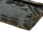 Coach Vintage Black Leather Trim C Canvas Flap Snap Clutch Wristlet
