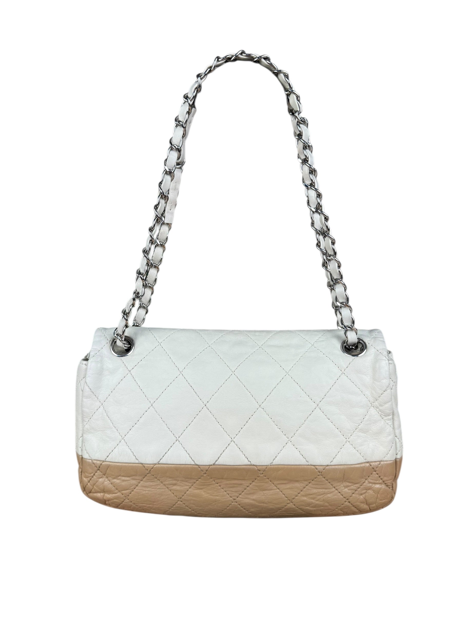 Chanel Bicolor Medium Leather Flap Bag Beige '08