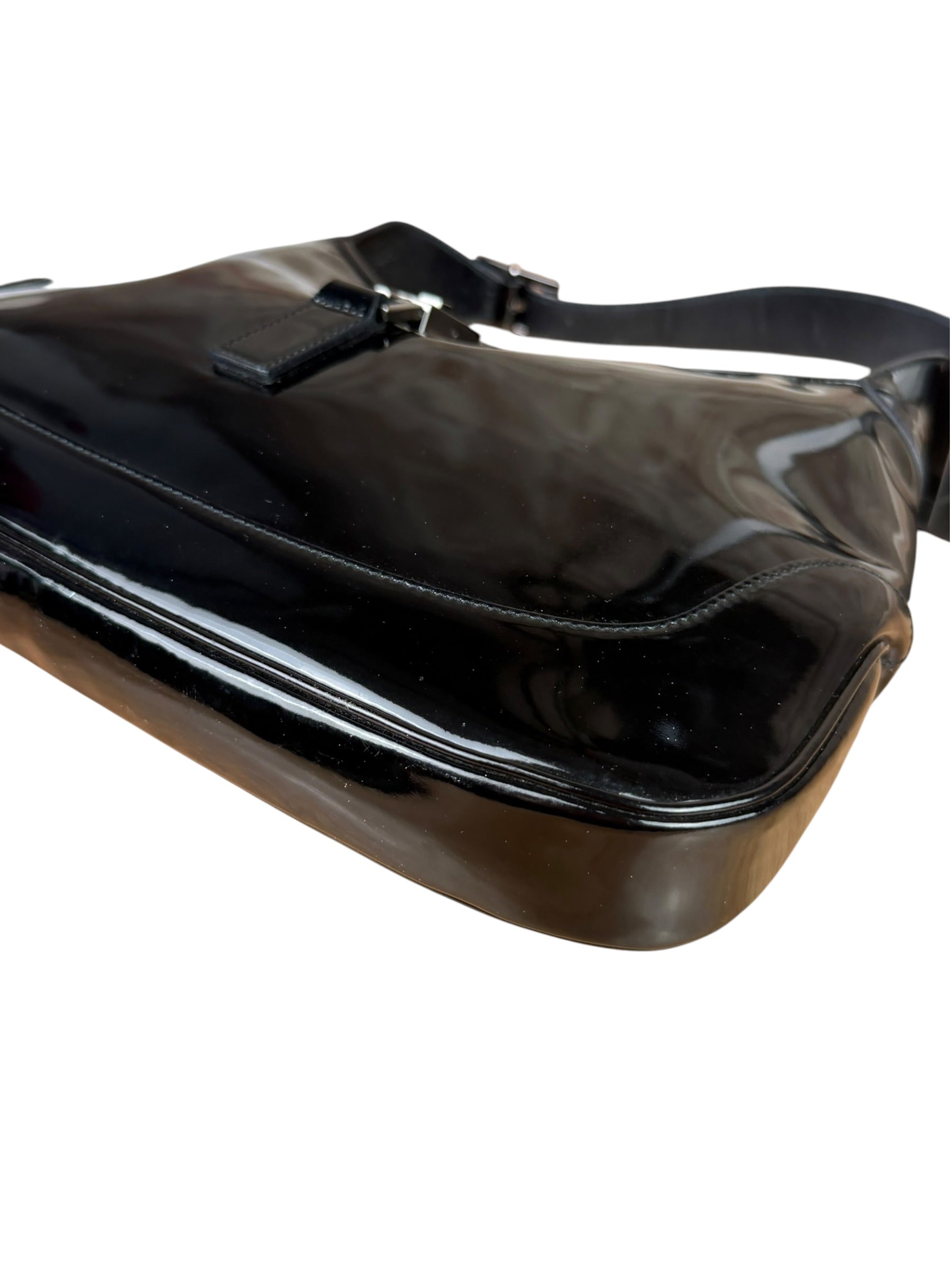 Gucci Vintage TF Black Patent Leather Jackie Hobo Bag