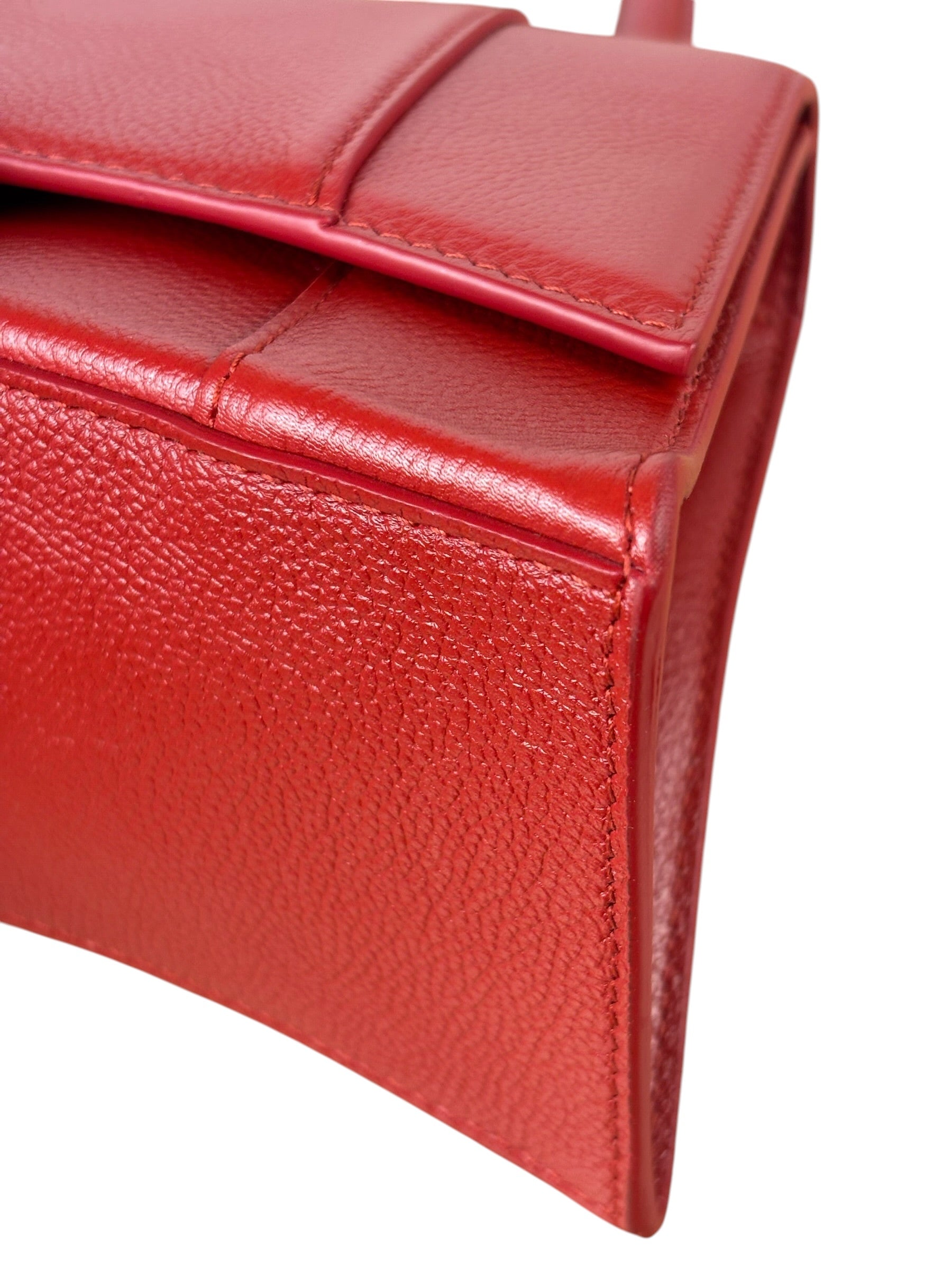 Balenciaga Red Leather Hourglass Small Two-Way Bag