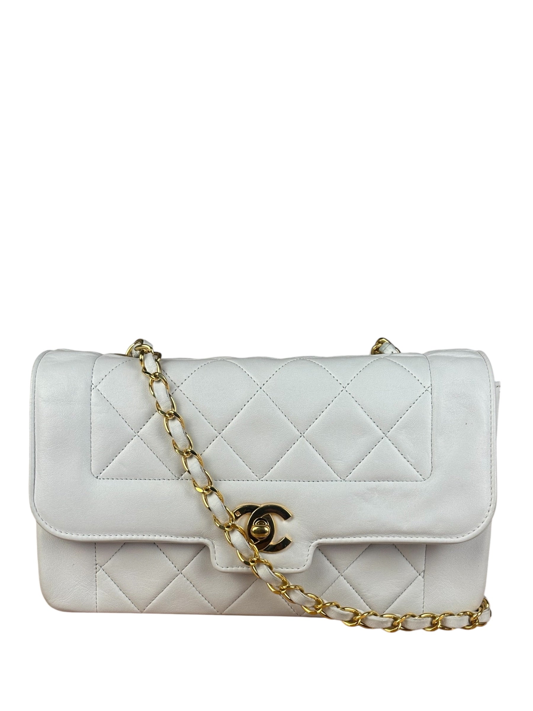 Chanel White Lambskin Diana Bijoux Flap 1992