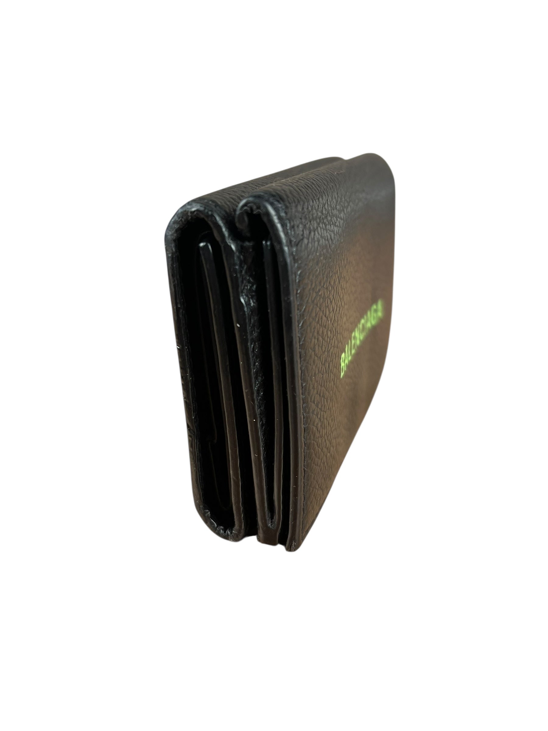 Balenciaga Black Neon Logo Compact Wallet