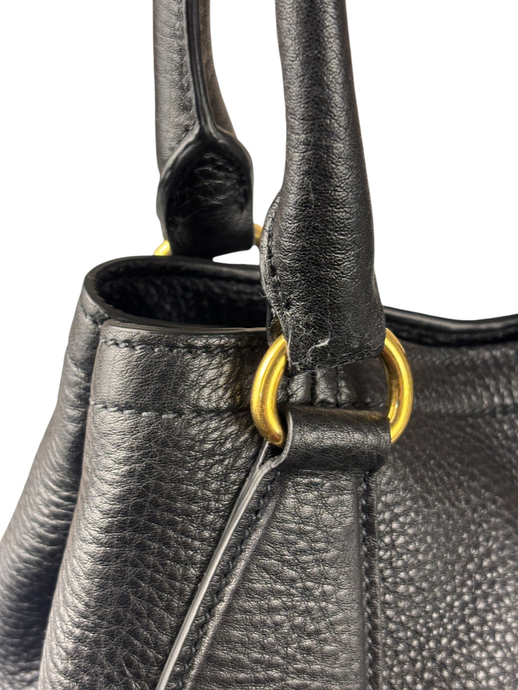 Prada Black Leather Vitello Daino 2Way Handbag