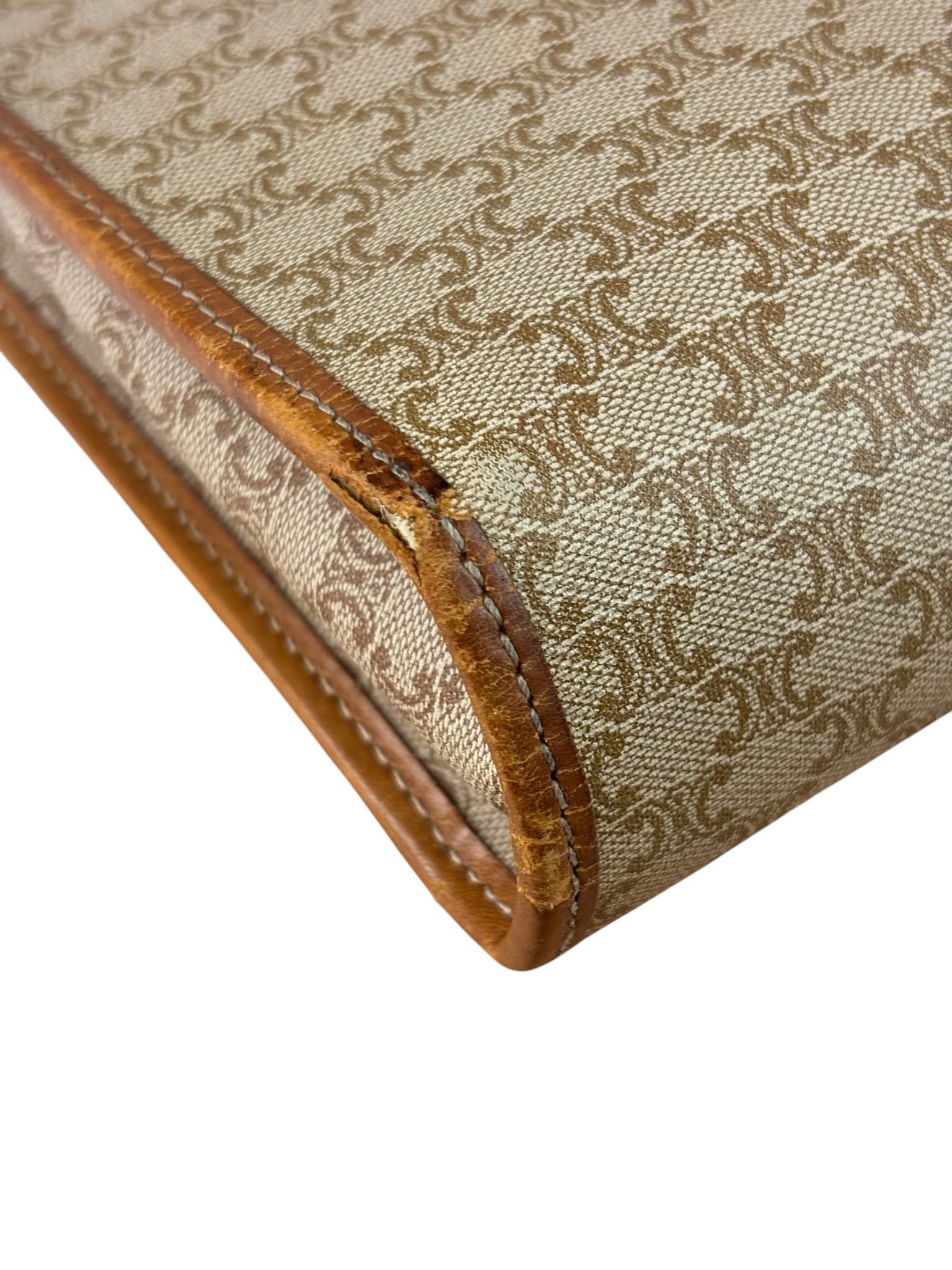 Celine Brown Leather Macadam Pouch