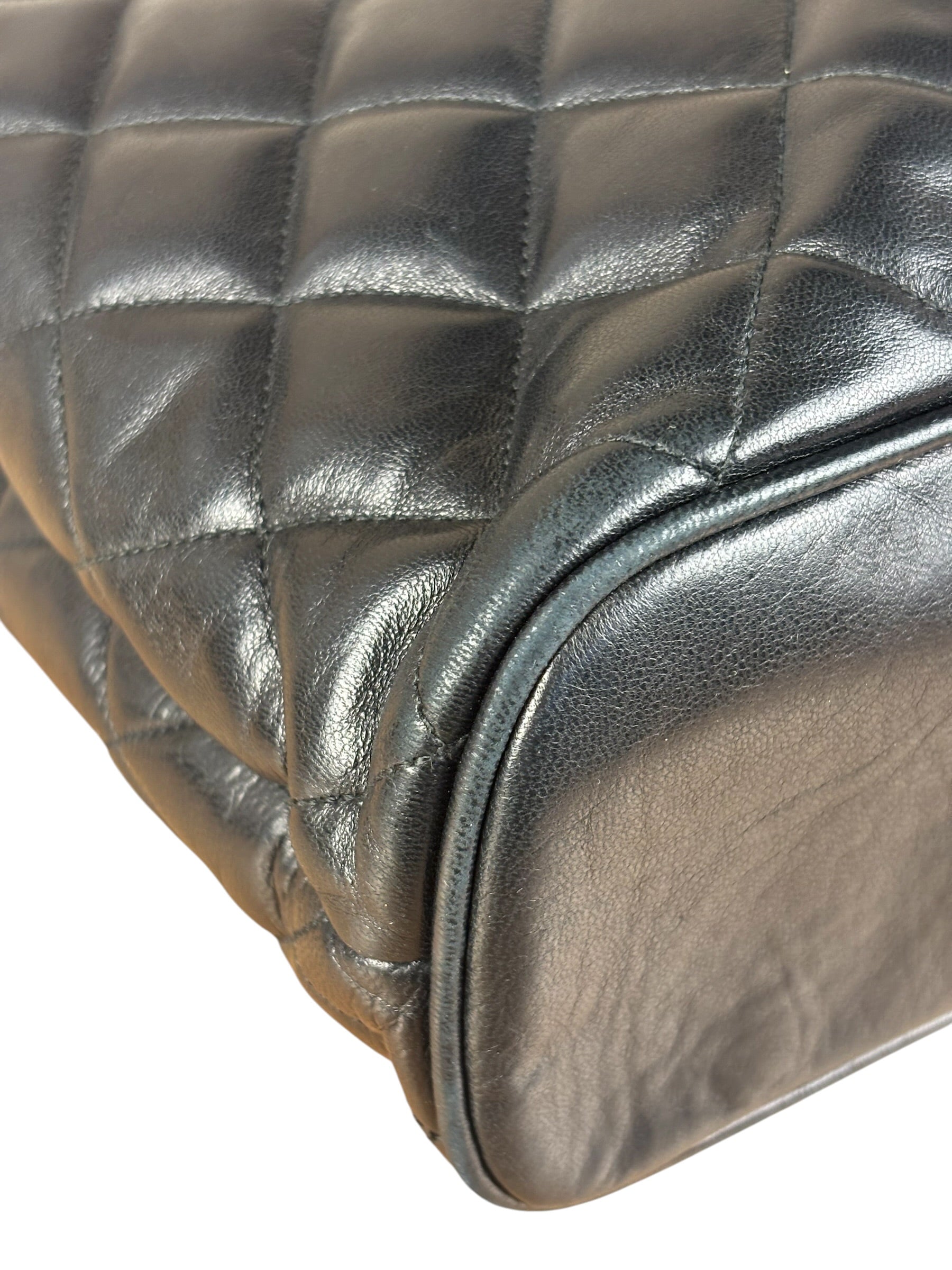 Chanel Vintage Black Quilted Leather Chain Tote/Shoulder Bag 1999