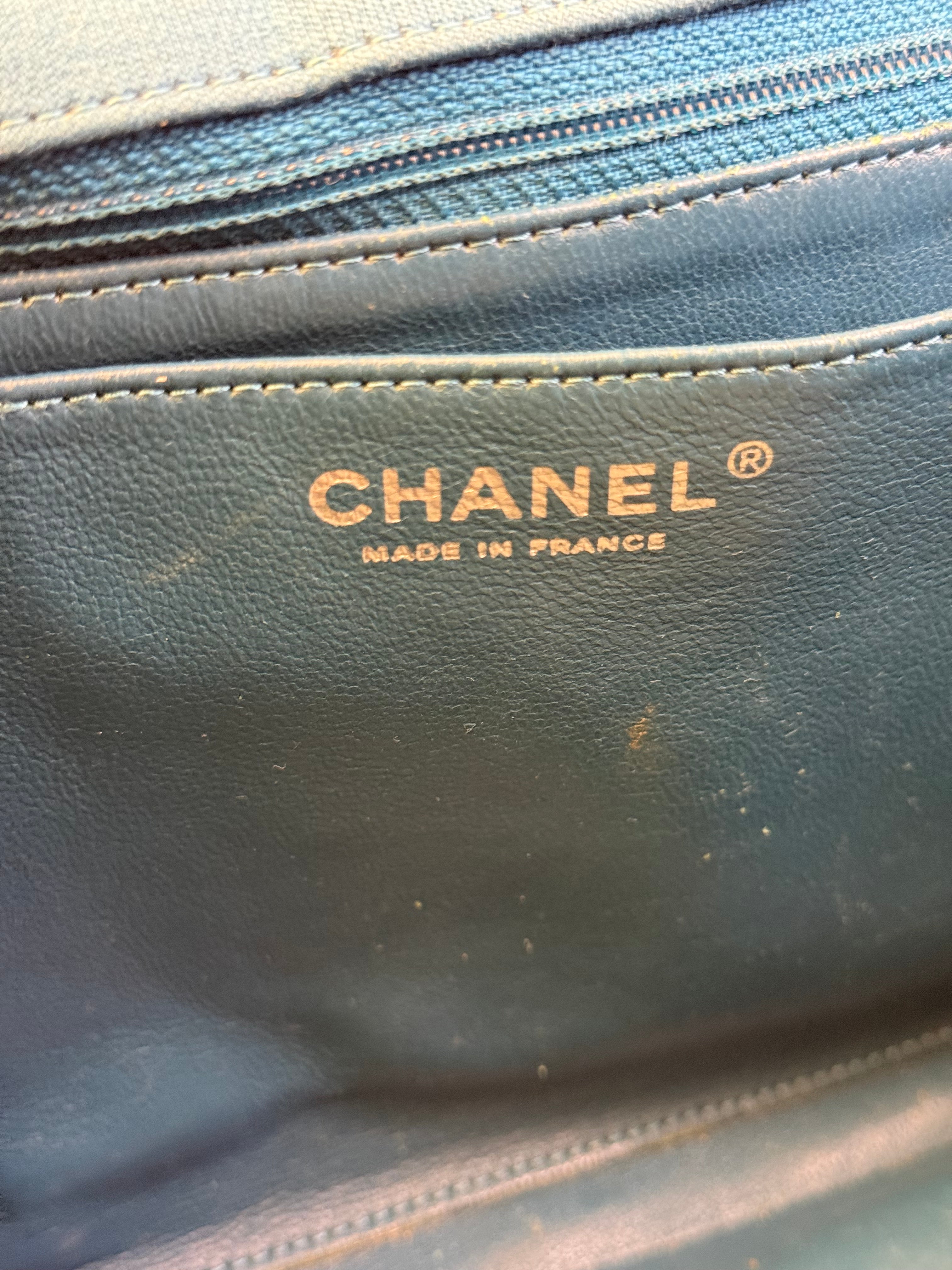 Chanel Teal Blue Jersey Large Flap Bag 2009