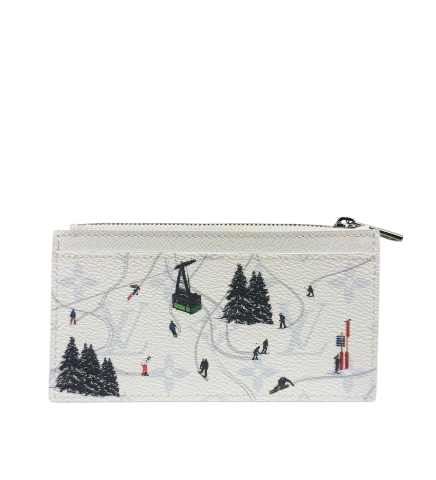 Louis Vuitton White Leather Ski Double Card Holder
