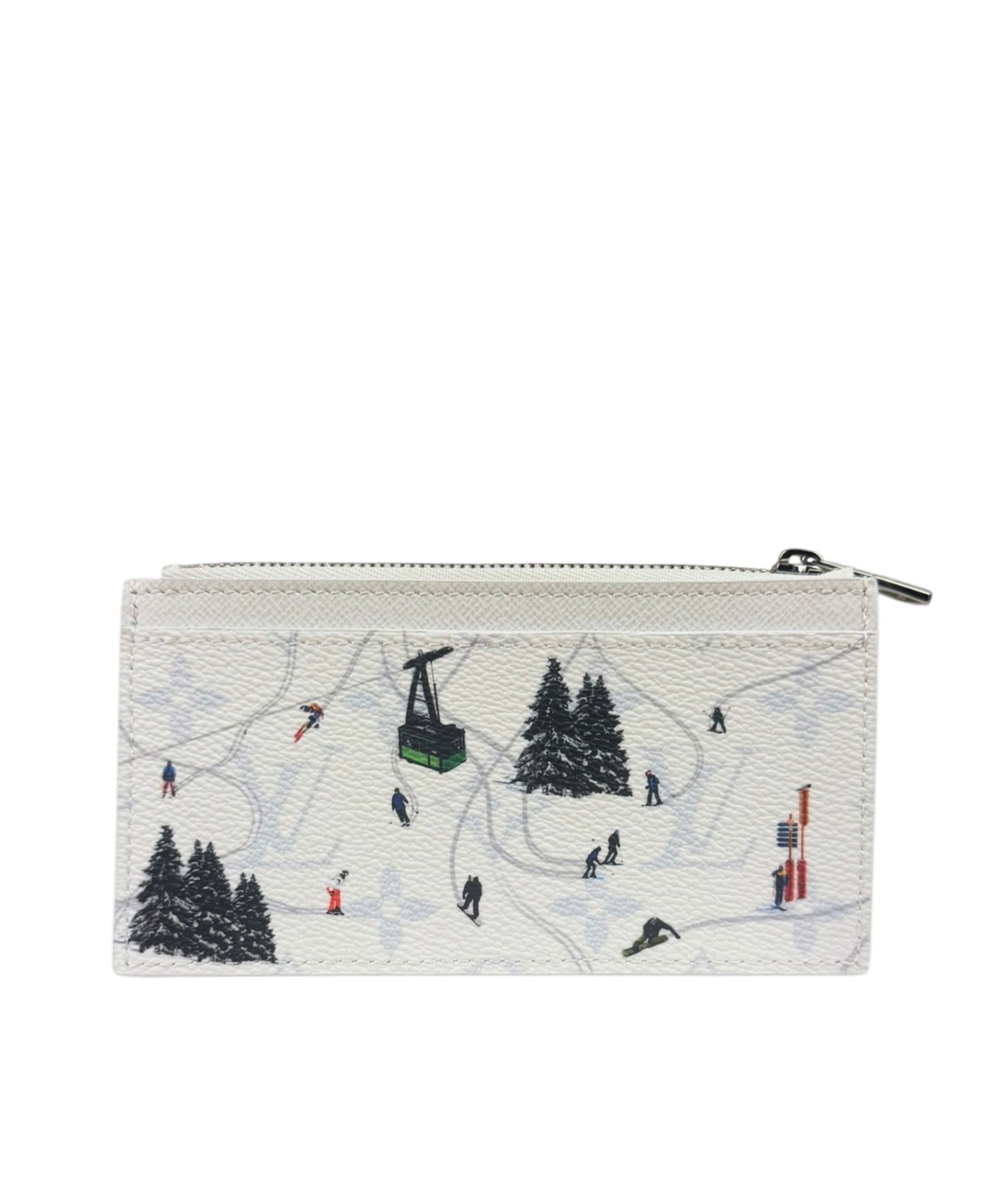 Louis Vuitton White Leather Ski Double Card Holder