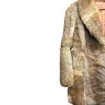 Vintage Warm Tan & Beige Rabbit Fur Coat