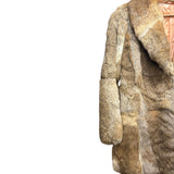 Vintage Warm Tan & Beige Rabbit Fur Coat