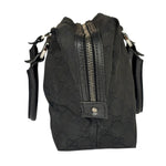 Gucci Black Leather Trim GG Top Handle Bag