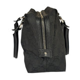 Gucci Black Leather Trim GG Top Handle Bag