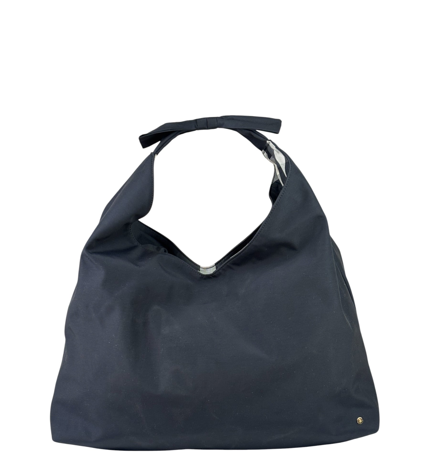Burberry Black Nylon Slouchy Hobo Bag