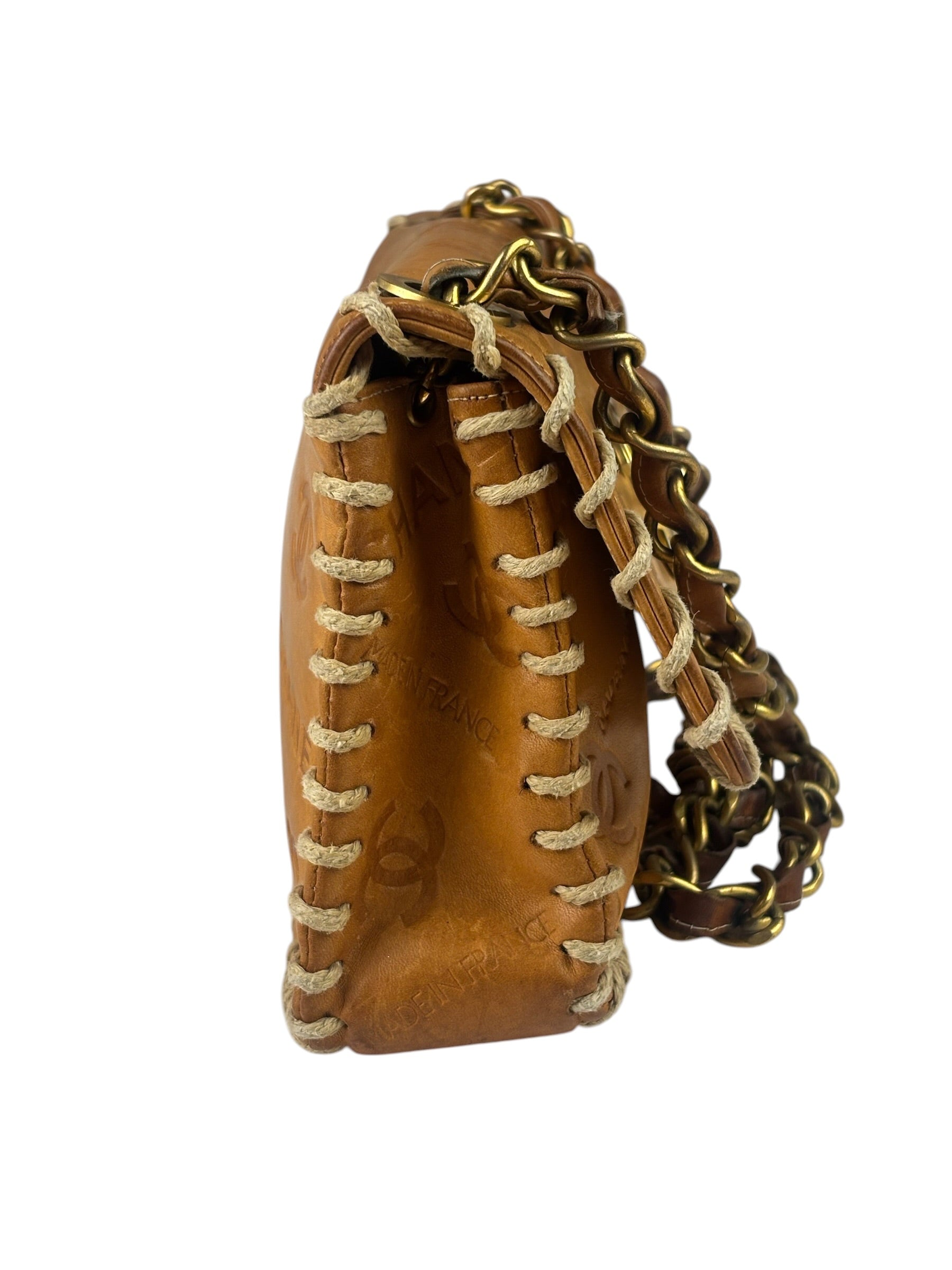 Chanel Brown Leather Western Embossed CC Flap Bag