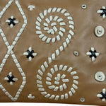Prada Vintage Camel Leather Embroidery Clutch