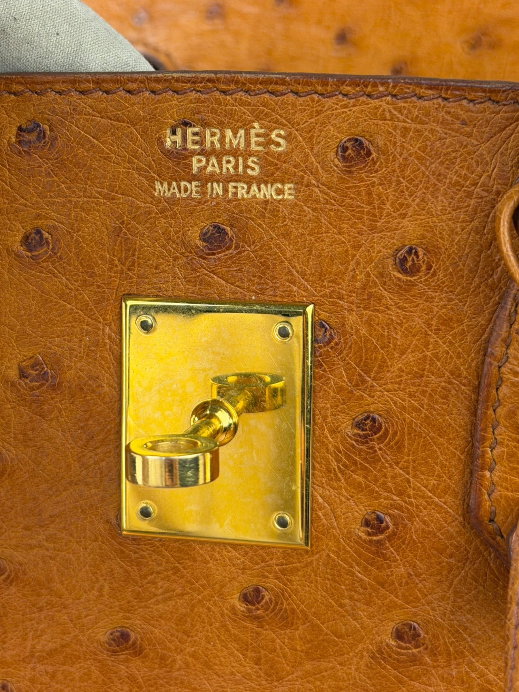 Hermes Birkin 35 Ostrich Leather Handbag Gold Hardware