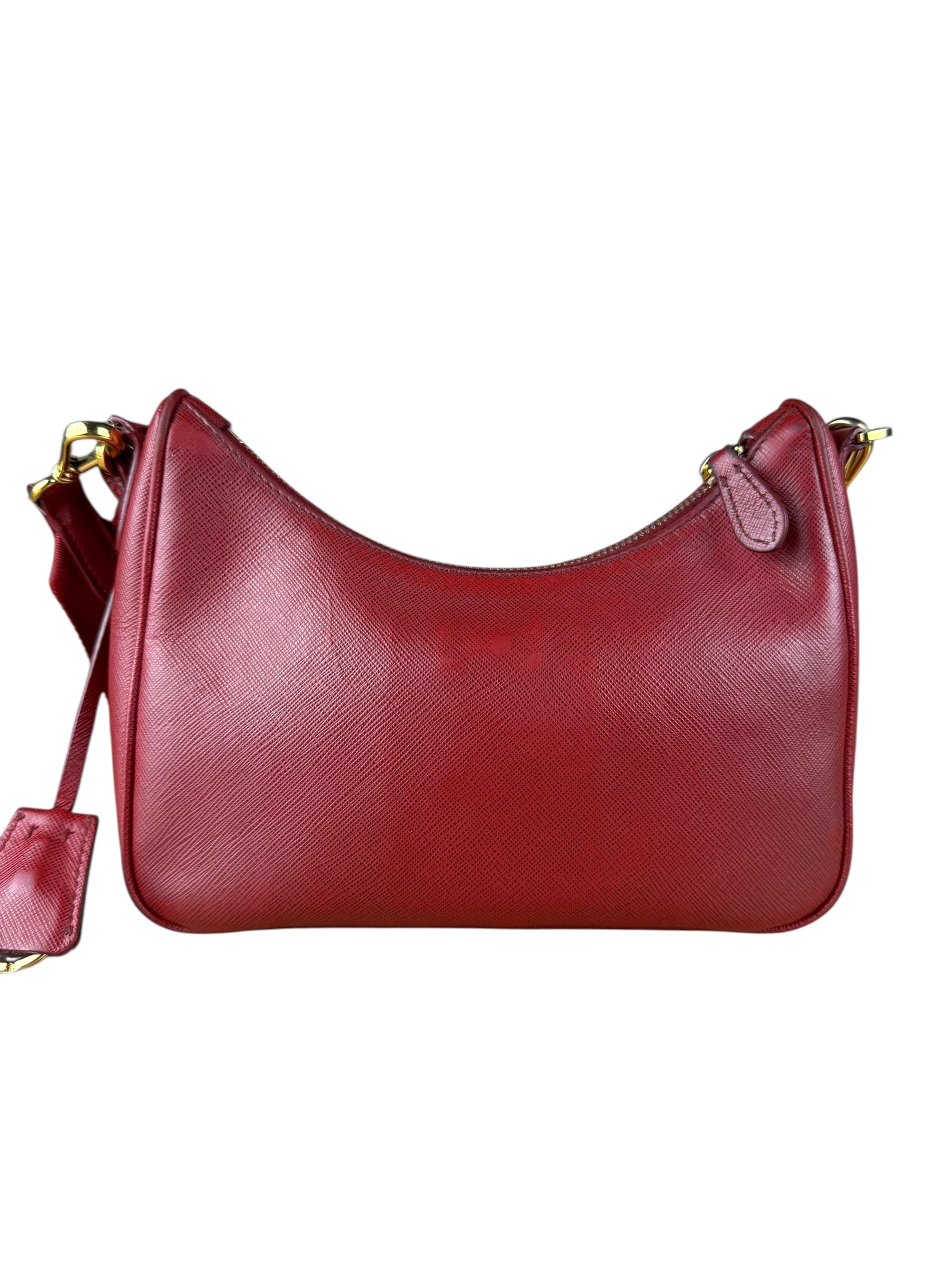 Prada Re-Edition Saffiano Leather Shoulder Bag Red