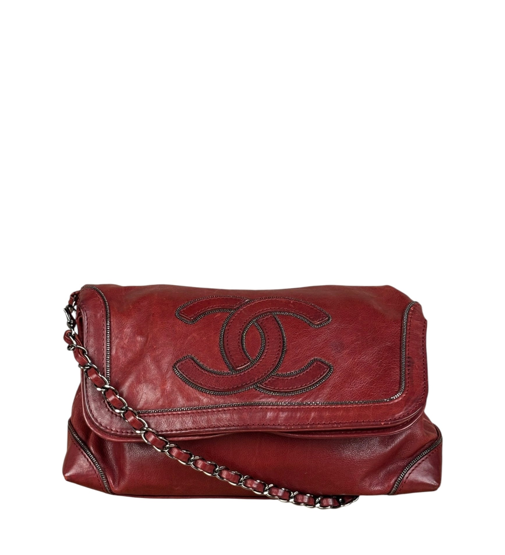 Chanel Red Quilted Leather Chain Shoulder Bag 2007