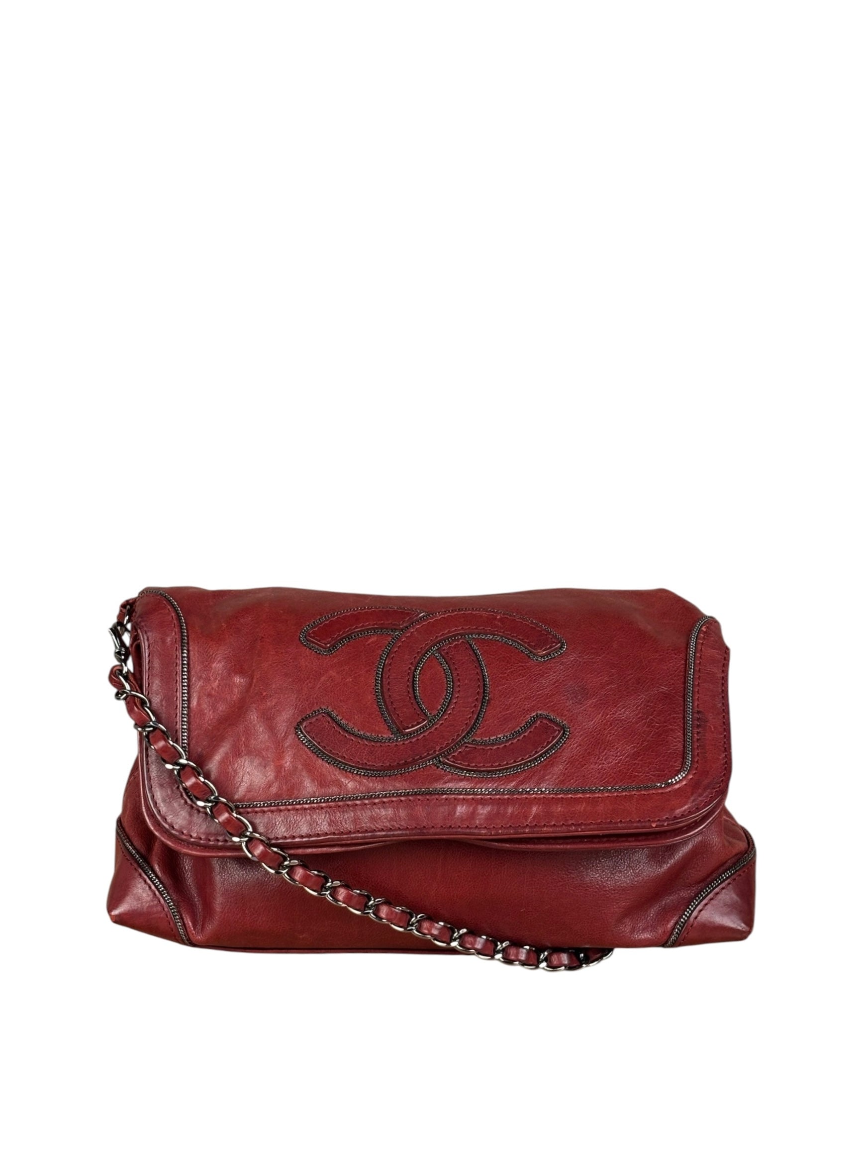 Chanel Red Quilted Leather Chain Shoulder Bag 2007