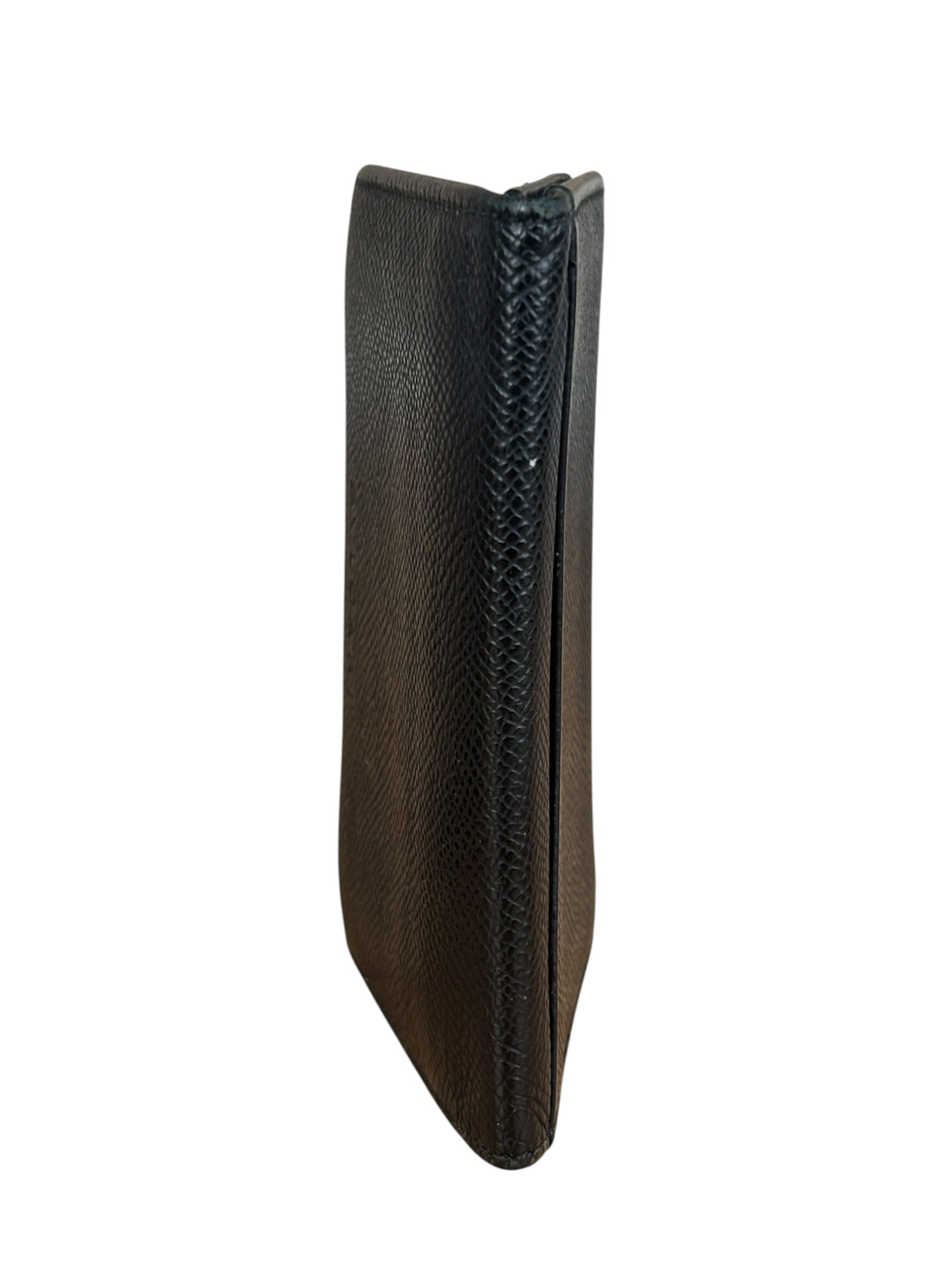 Bvlgari Black Grained Leather Bifold Card Holder