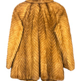 Palody Vintage Brown Fur Chevron Coat