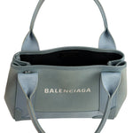 Balenciaga Light Blue Leather Trim Cabas XS Tote Bag