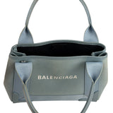 Balenciaga Light Blue Leather Trim Cabas XS Tote Bag