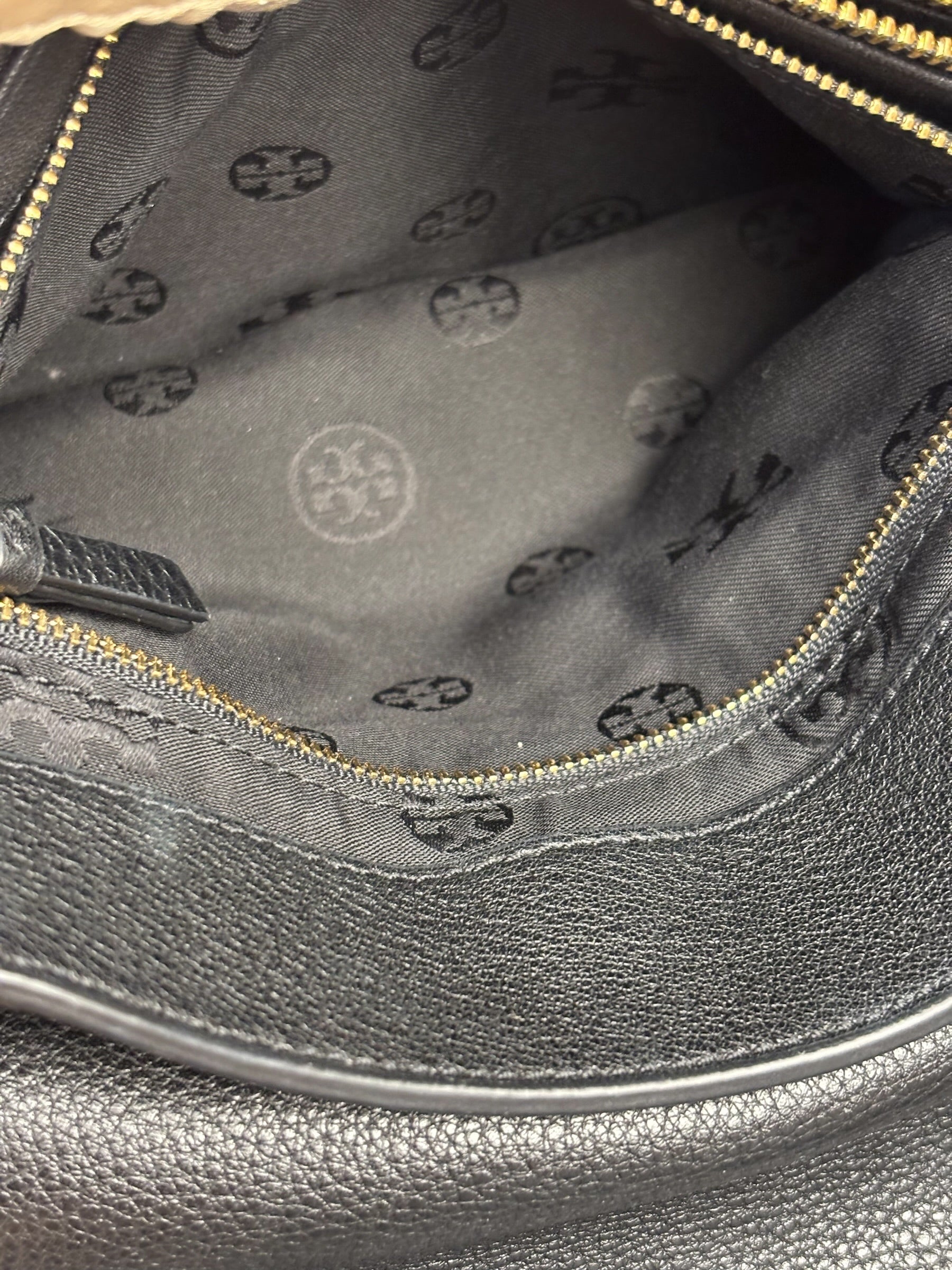 Tory Burch Black Marion Whipstitch Flap Shoulder Bag