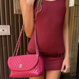 Chanel Pink Chevron Quilted Leather Medium Flap Bag 2018