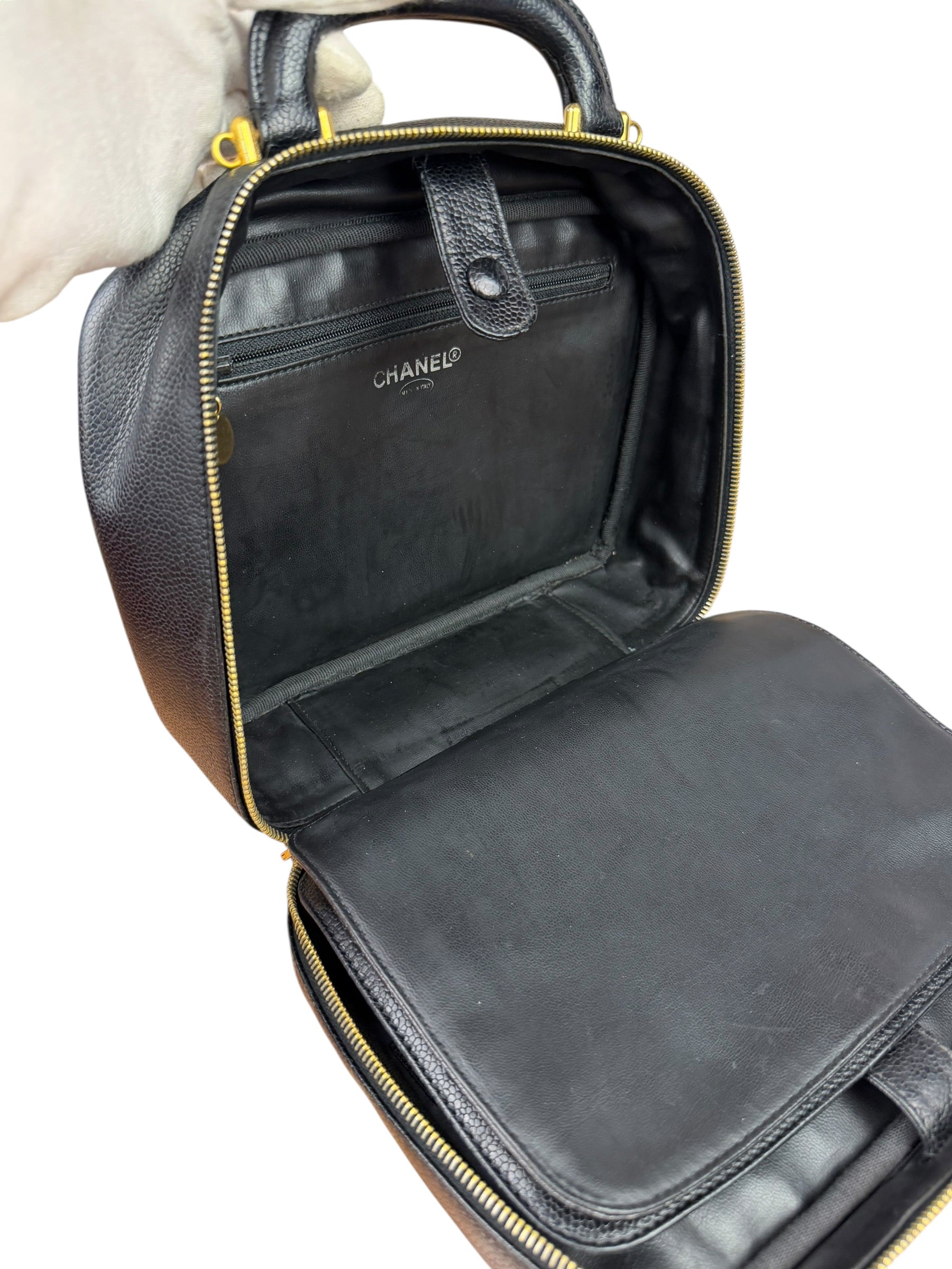 Chanel Black Caviar Leather Vanity 2Way Handbag '96-'97