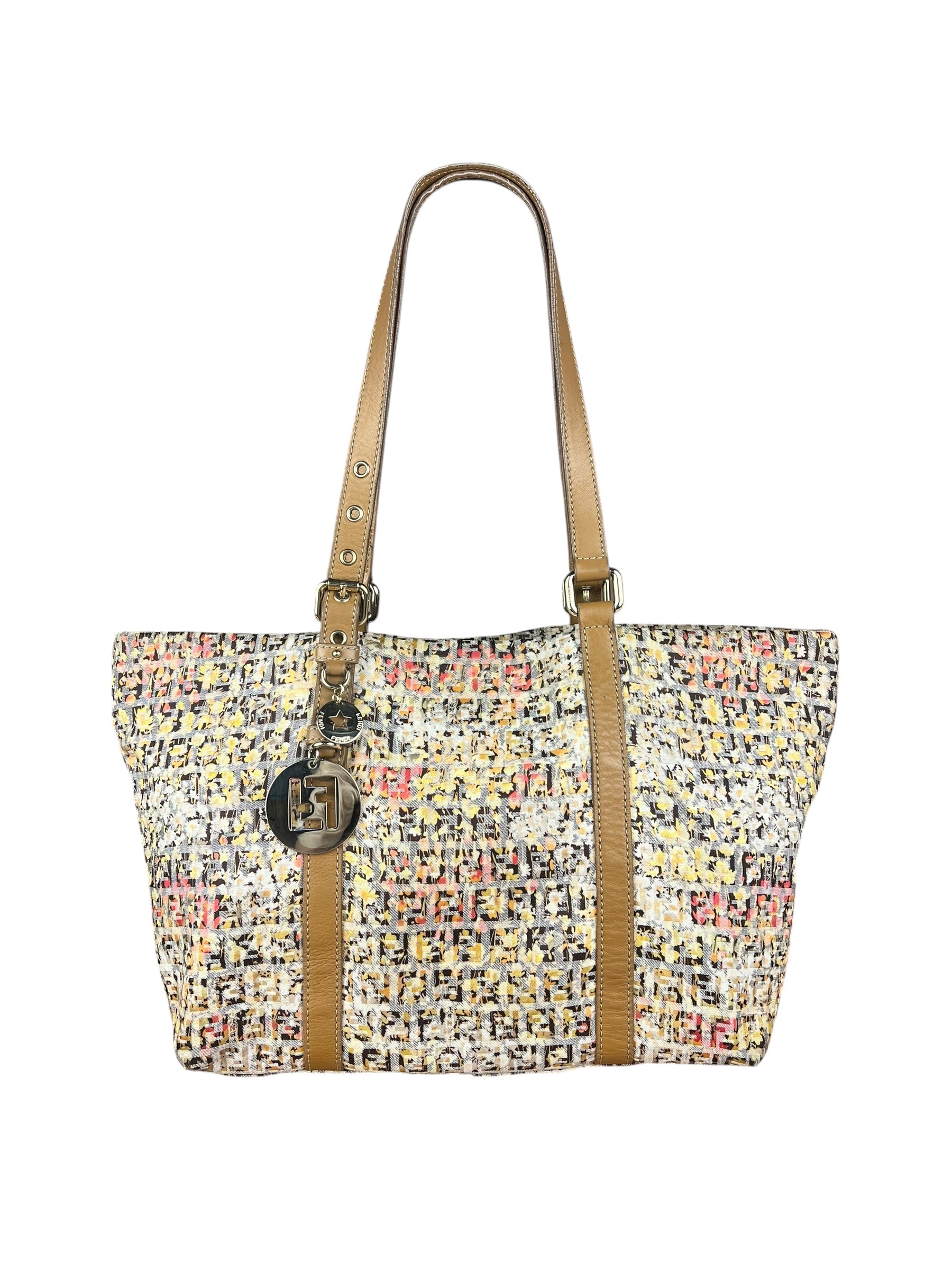 Fendi FF Floral Zucchino Shoulder Tote