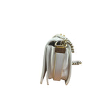 Chanel Vintage White Leather Braided Boy Shoulder Bag 1989