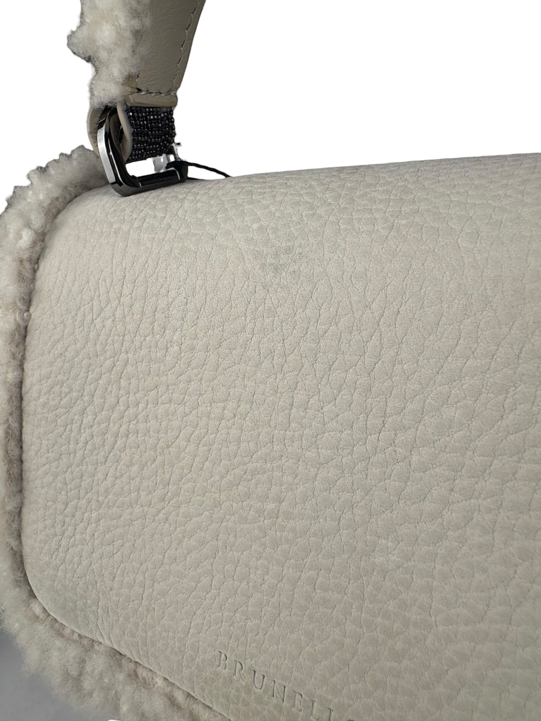 Brunello Cucinelli White Shearling Bag