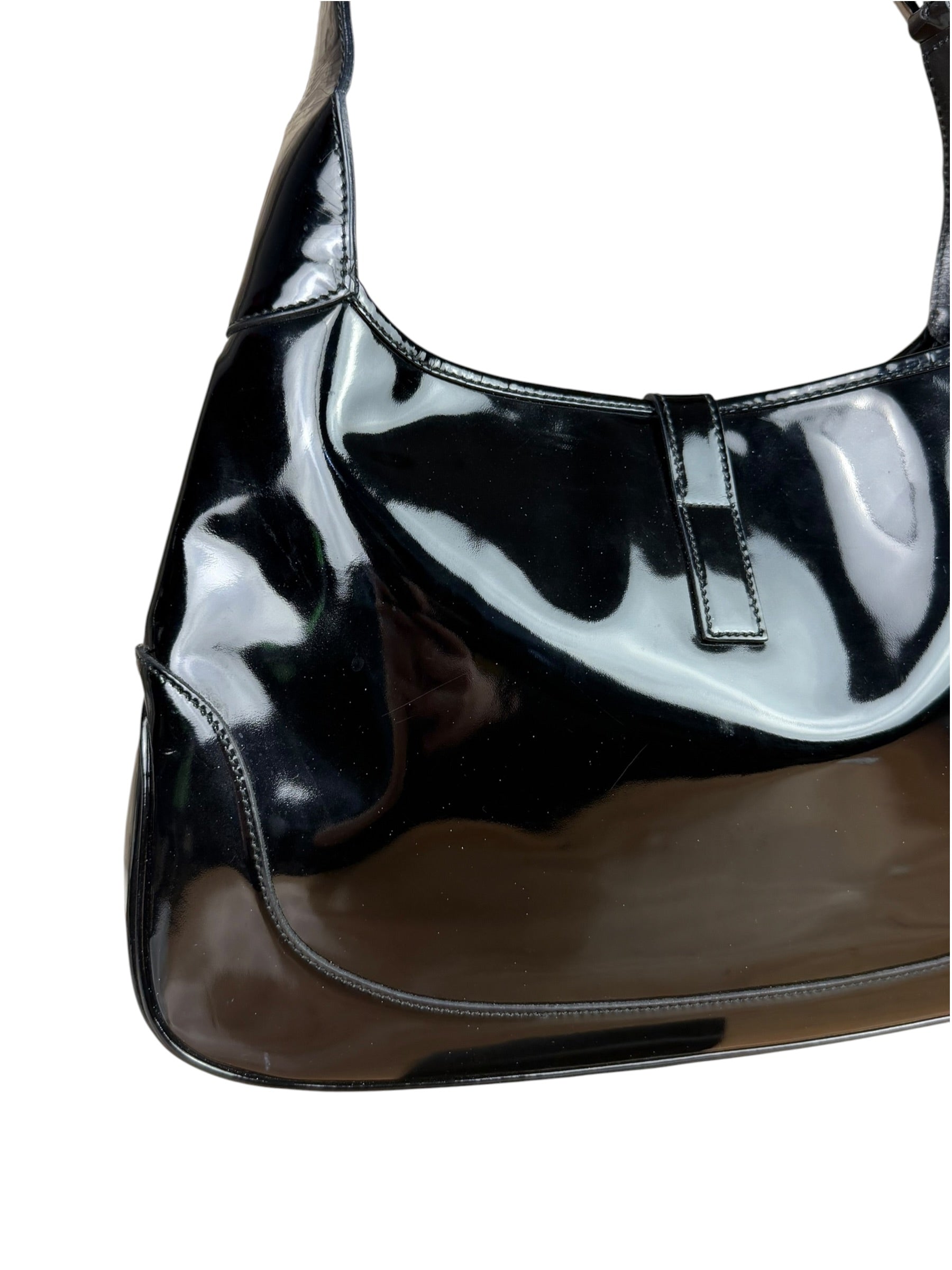 Gucci Vintage TF Black Patent Leather Jackie Hobo Bag