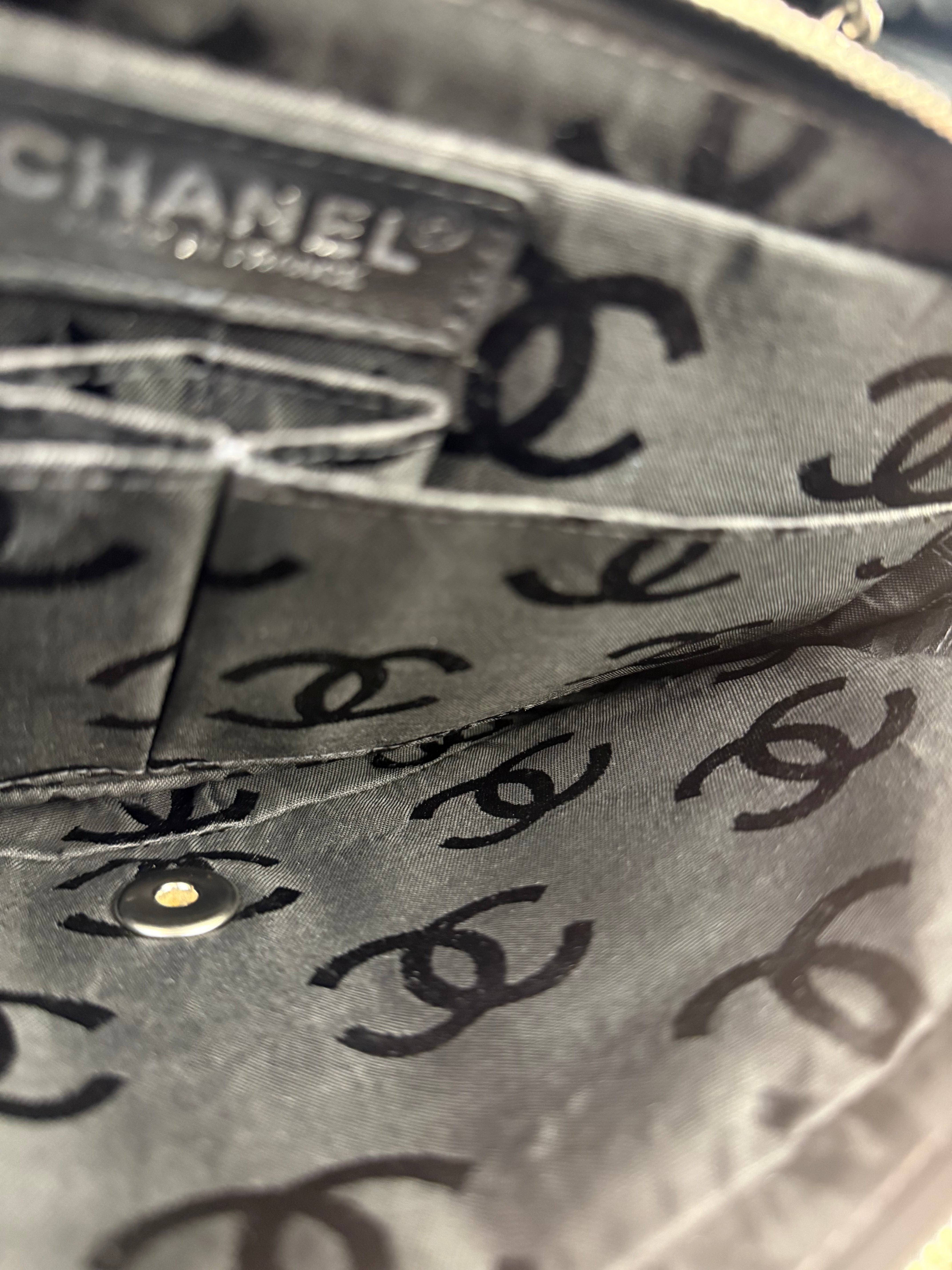 Chanel Black Nylon Chocolate Bar Chain Flap Bag 2002