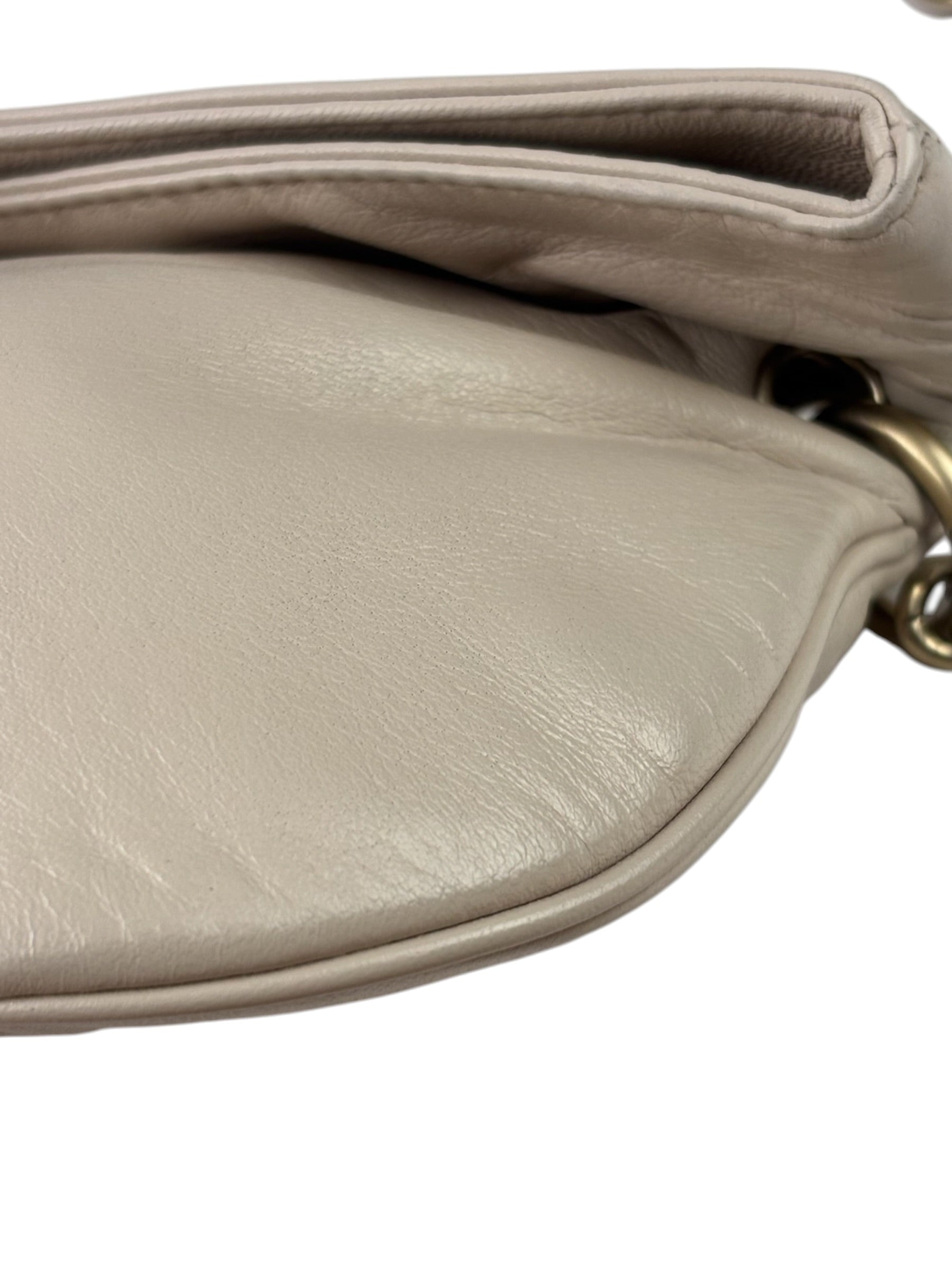 Chanel Cream Leather Cue Ball Foldover Shoulder Bag 2003