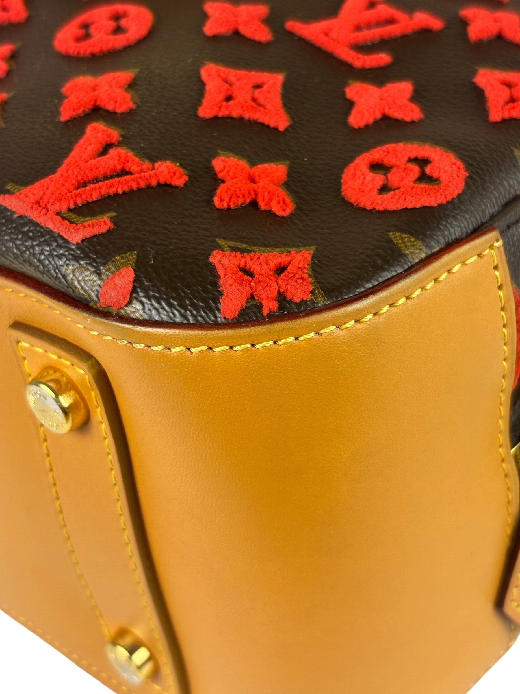 Louis Vuitton Red Tuffetage Cube Monogram Deauville